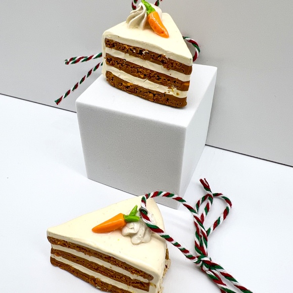 Carrot Cake Slice Christmas Ornament – Handmade Clay Layer Cake - Food Ornament - Picture 8 of 8